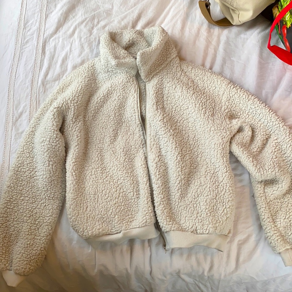 Fluffy bomber jacket